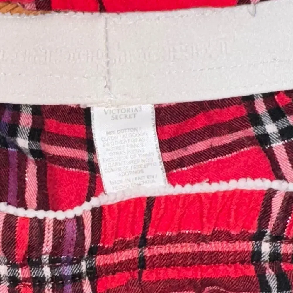 Victoria’s Secret Red Plaid Pom Pajama Set Size L